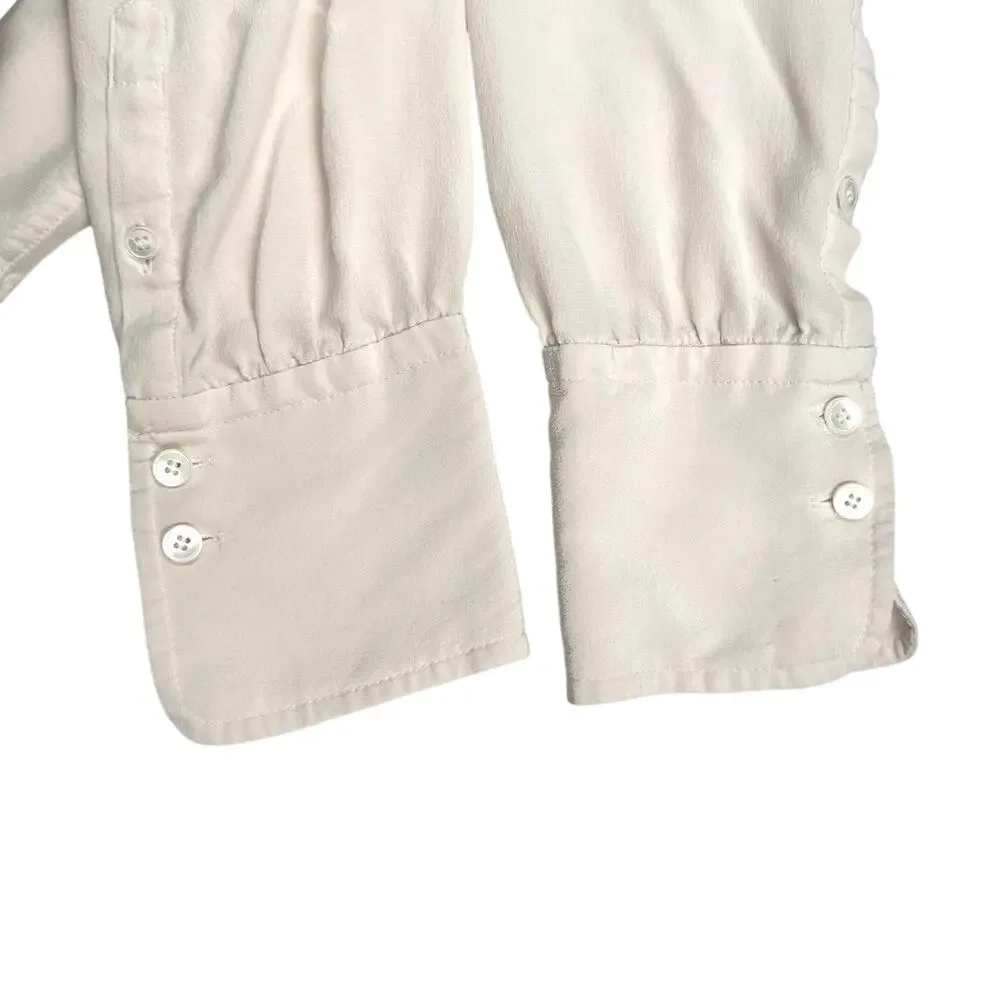 J. Crew | Women | 100% Silk Drape Collarless Bow Tie Button Up Blouse | Size 00
